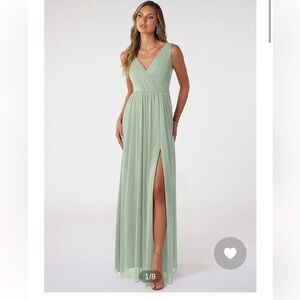 Azazie Dusty Sage Tenacia Bridesmaid’s dress!